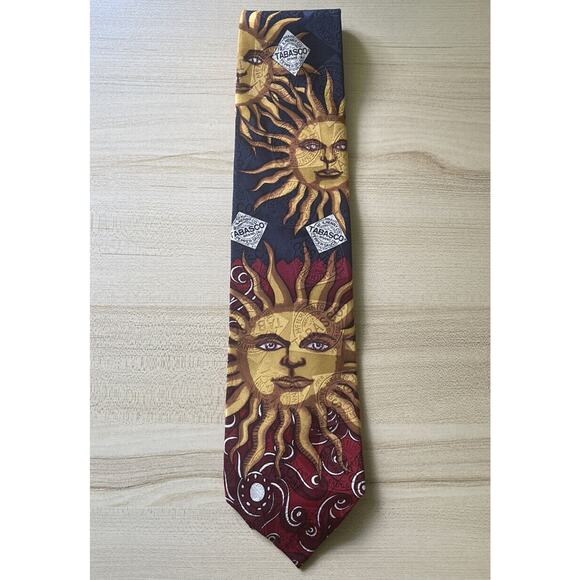 Tabasco Mens Louisiana Hot Sauce Sun Face Tie 100% Silk - Picture 3 of 4